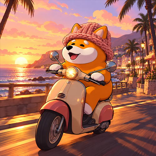 Bonwif riding a scooter along a sunset coastal road